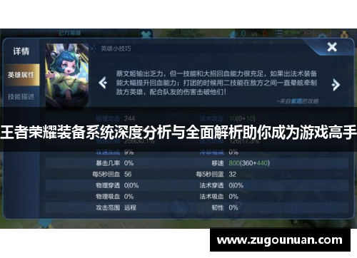 王者荣耀装备系统深度分析与全面解析助你成为游戏高手